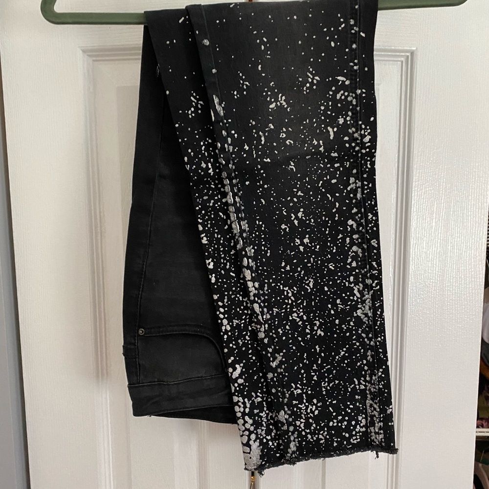 Black splatter paint jeans